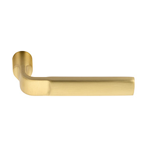 Emtek 15A3US4 Satin Brass Brass Modern Door Configuration 5 Thumbturn Multi  Point Narrow Trim Lever Set with European Cylinder Below Handle 