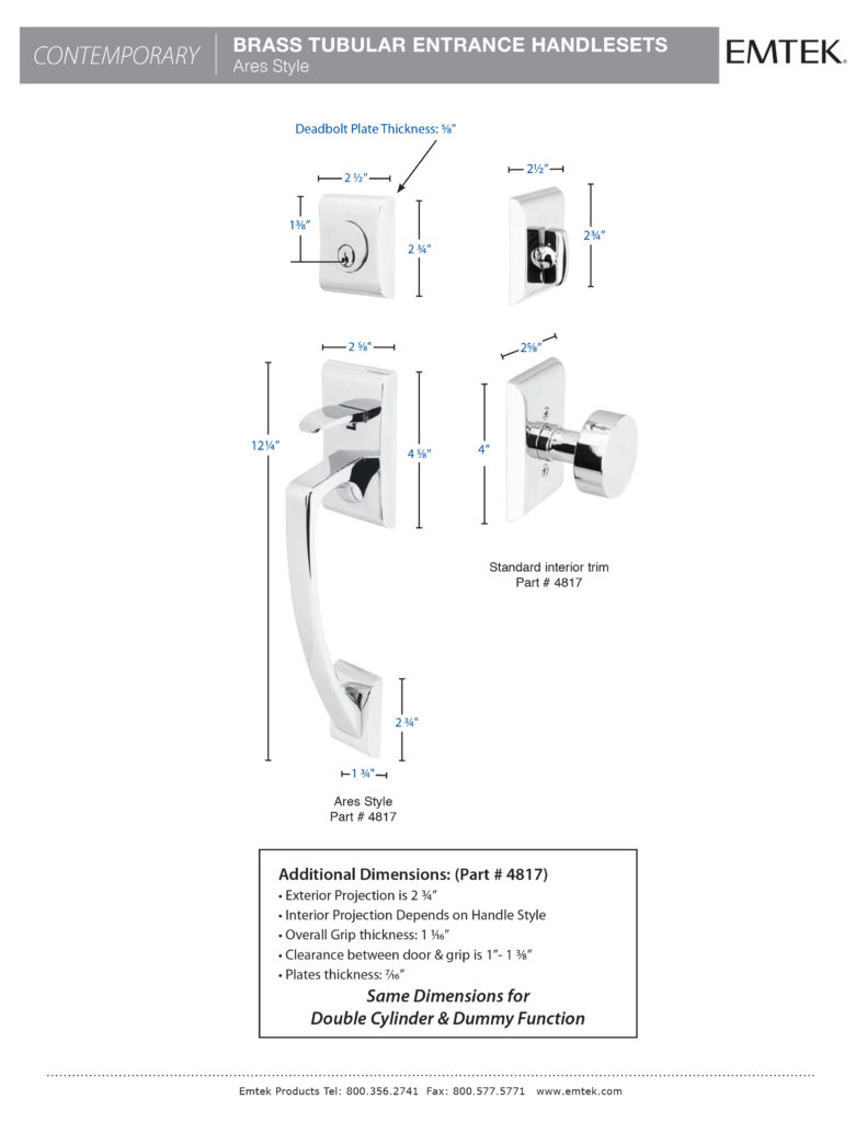 Emtek Ares Tubular Entry Set