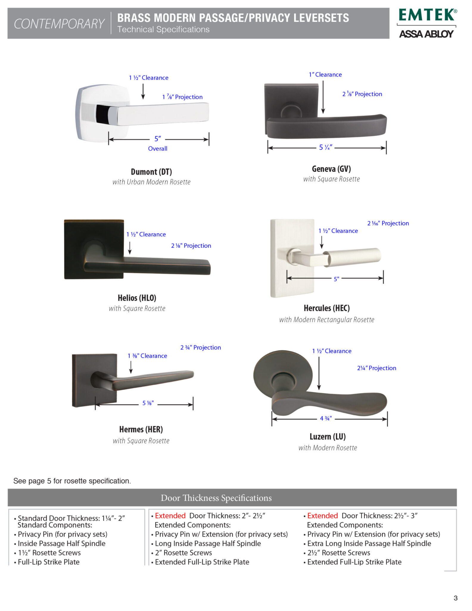 Emtek Hercules Lever Modern Designer Brass Canada Door Supply
