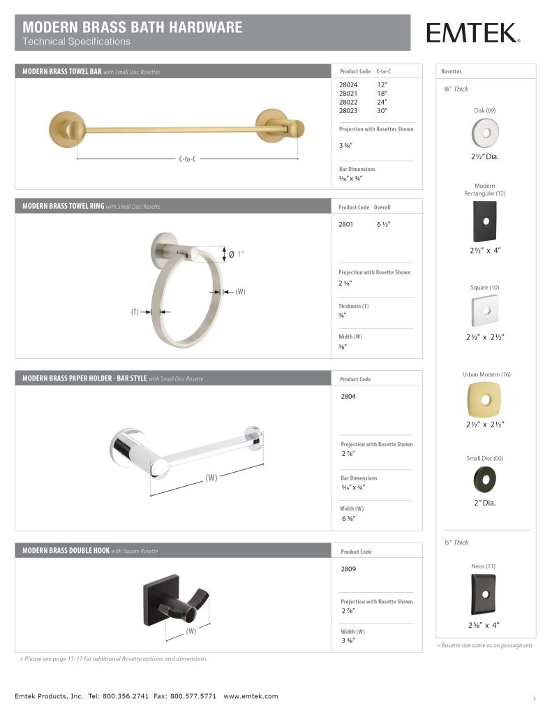 Emtek Brass Towel Bar Modern Bath Hardware 1