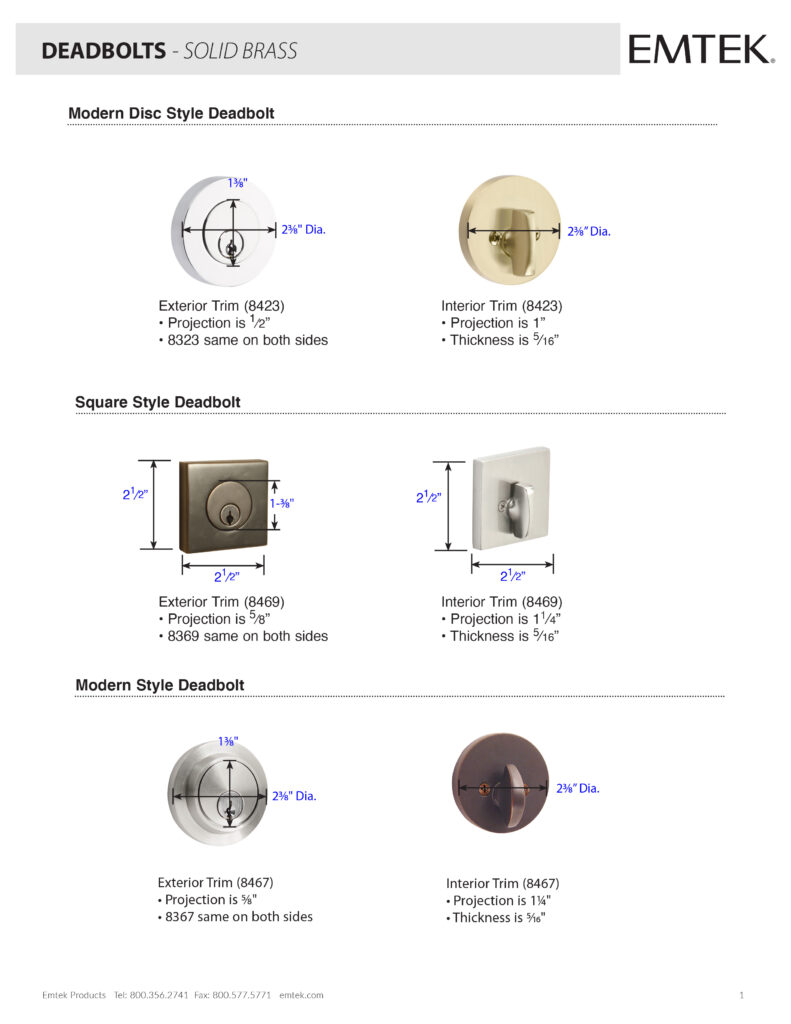 Emtek Modern Deadbolt Brass