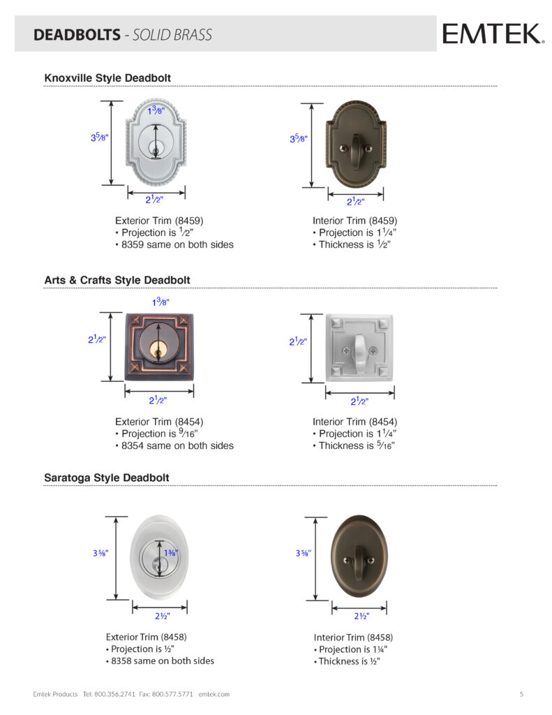 Emtek Saratoga Deadbolt Brass