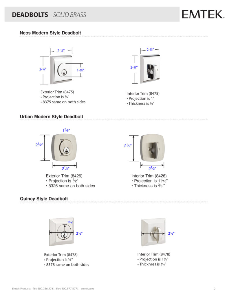 Emtek Quincy Deadbolt Brass