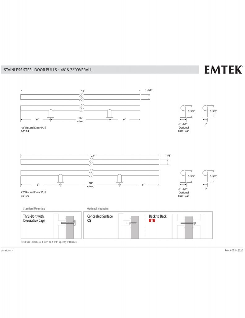 Emtek Round Door Pulls - Stainless Steel