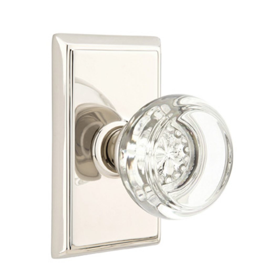 Emtek 8200-GT-US4 Georgetown Crystal Door Knob Privacy Set With Regular  Rosette Satin Brass