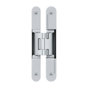 Product Features Completely concealed hinge system For wood, steel or aluminum door panels and frames For flush residential doors Finger protection due to a small gap between door and frame Easily adjustable in three dimensions (side +/- 3.0 mm (0.118“), height +/- 3.0 mm (0.118“), compression +/- 1.5 mm (0.059“)) Maintenance-free slide bearings The specification text can be downloaded from the PRODUCTSELECTOR at www.simonswerk-usa.com.