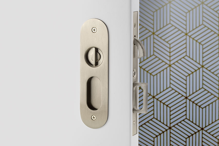 Emtek Narrow Oval Modern Pocket Door Mortise Lock
