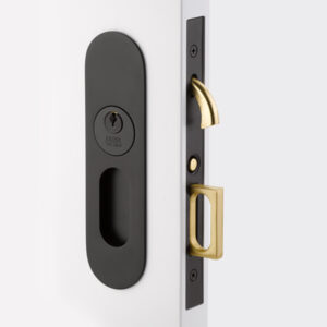 Emtek Narrow Oval Modern Pocket Door Mortise Lock