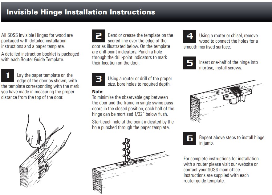 Soss Concealed Steel Hinge - Concealed Hinges