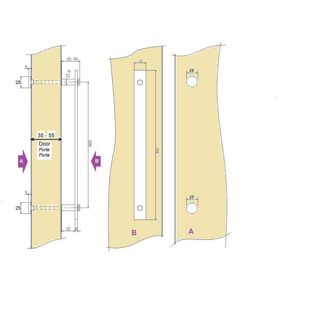 Flat Bar Door Handle - One Side