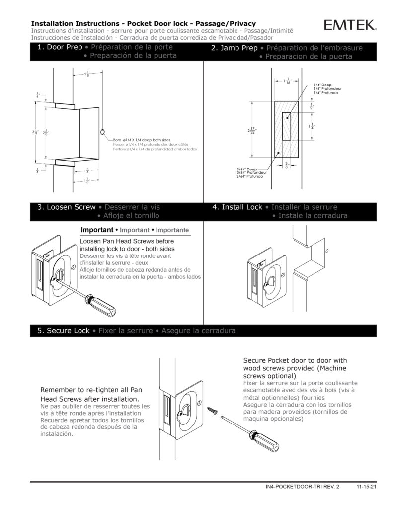 Emtek Pocket Door Locks