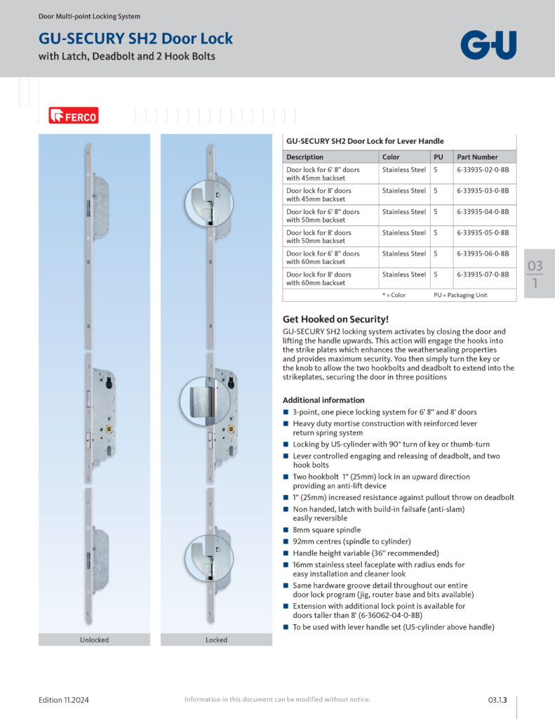 Ferco GU-SECURY SH2 Door Lock