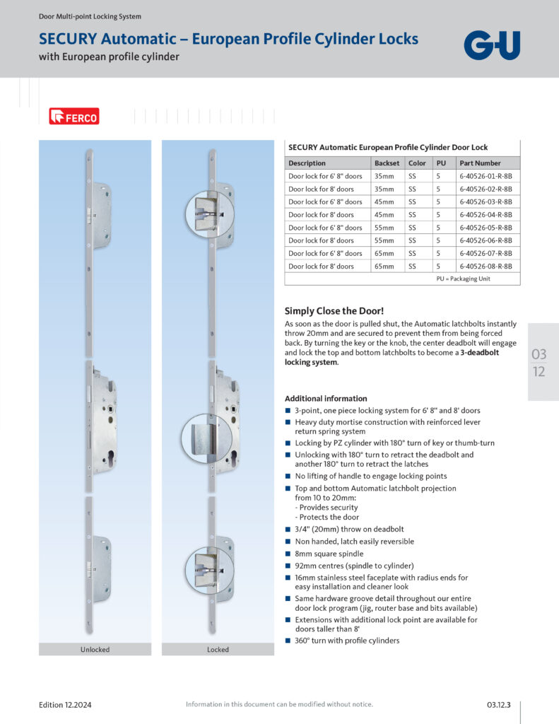 Ferco SECURY Automatic Euro Key Activated