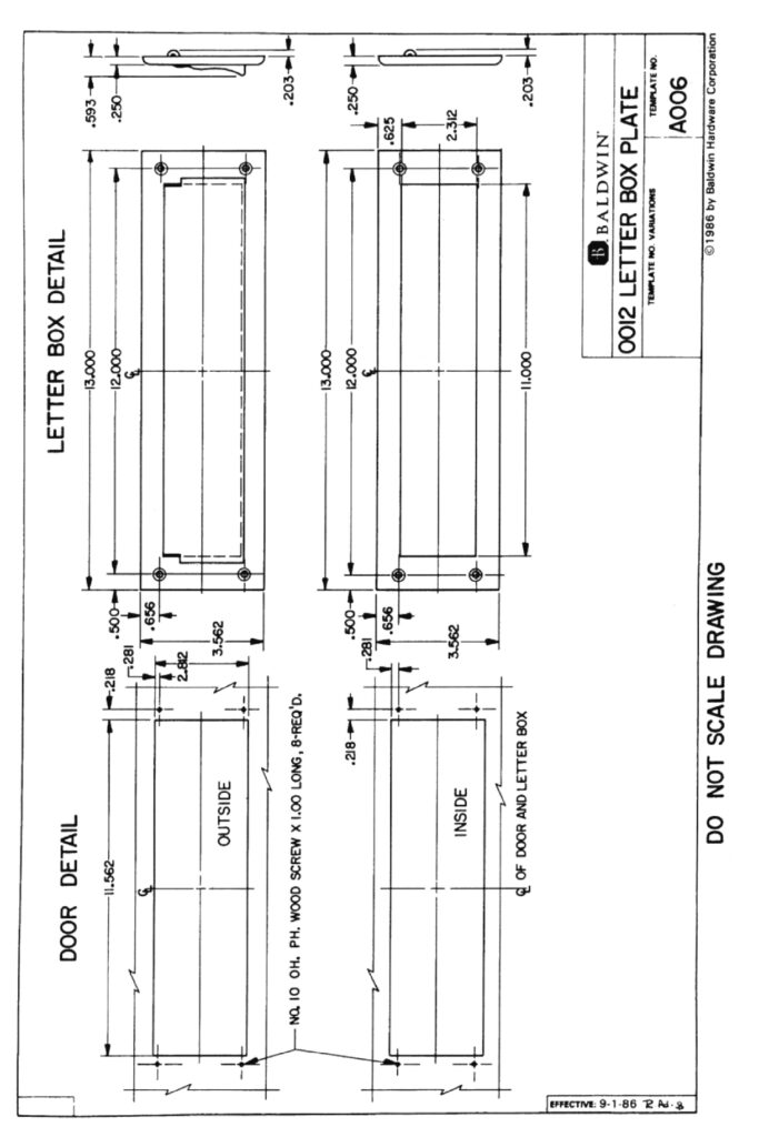 BALDWIN 0012 LETTER BOX PLATE DECORATIVE MAIL SLOT EXTERIOR PIECE-003