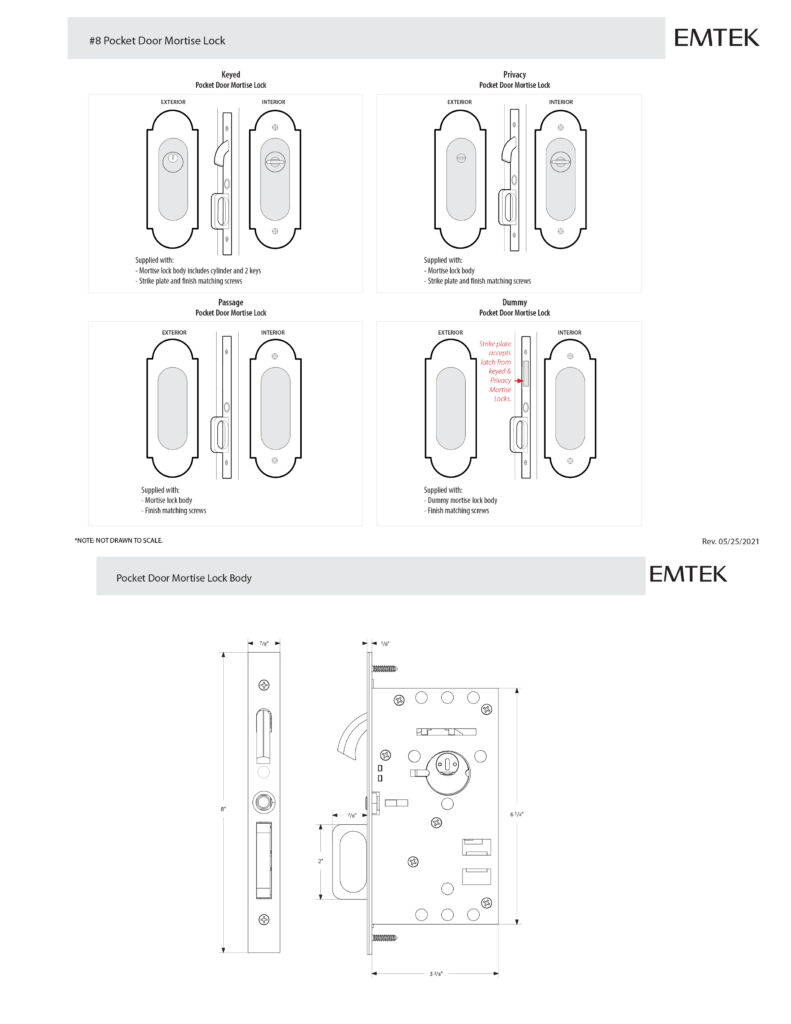 Emtek #8 Pocket Door Mortise Lock