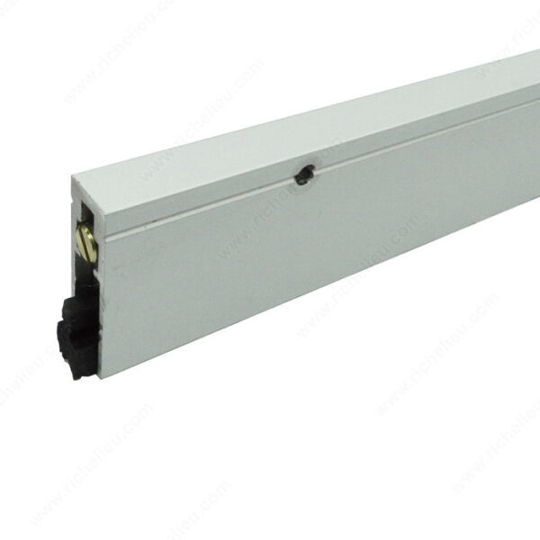 Descending threshold Automatic Door Bottoms are made from extruded aluminum combined with closed-cell sponge neoprene and are activated when a plunger depresses against the doorstop or jamb, sealing out draft, sound and light. - Regular duty - Surface or semi-mortised mounted