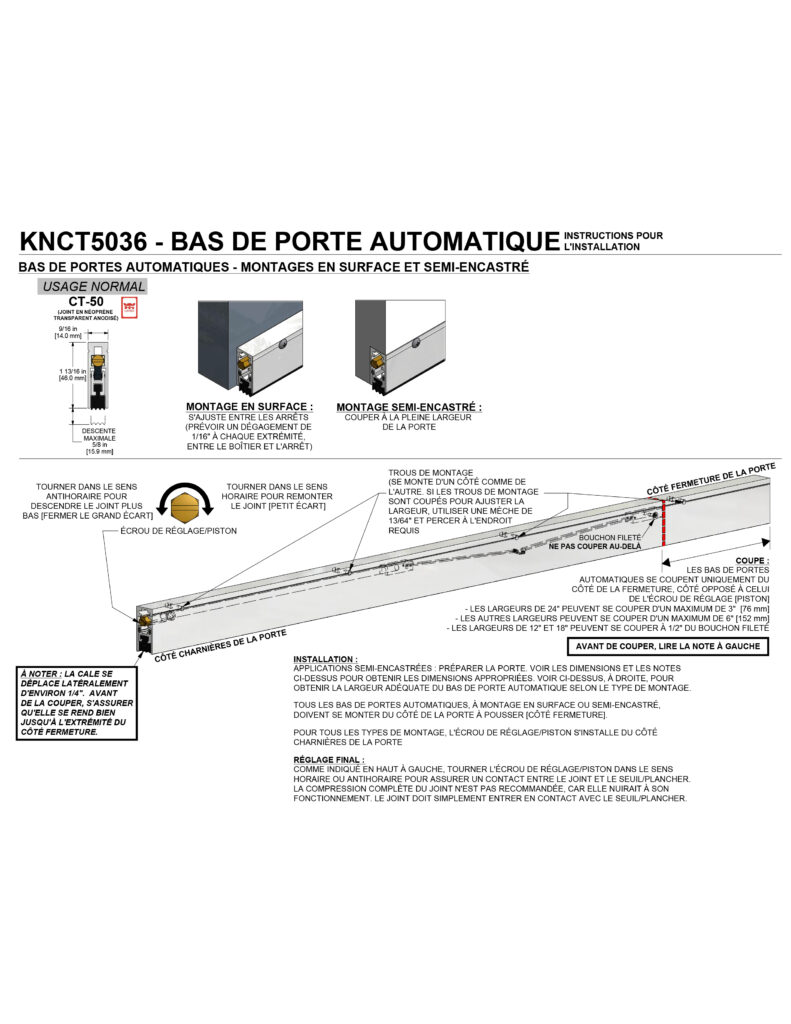 Automatic Door Bottom with Neoprene Weatherstripping Seal