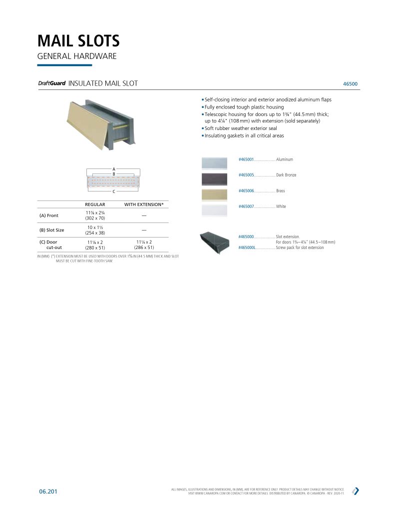DOREX 46500 Draft Guard Insulated Rotating Mail Slot