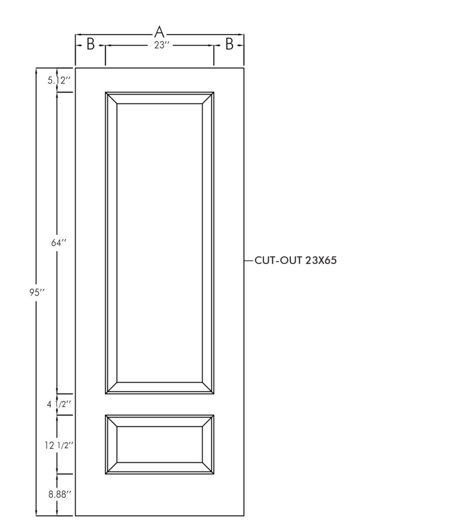 Mennie 8' Oak Grain 2 Panel 3 Quarter Light (WG8-3Q)