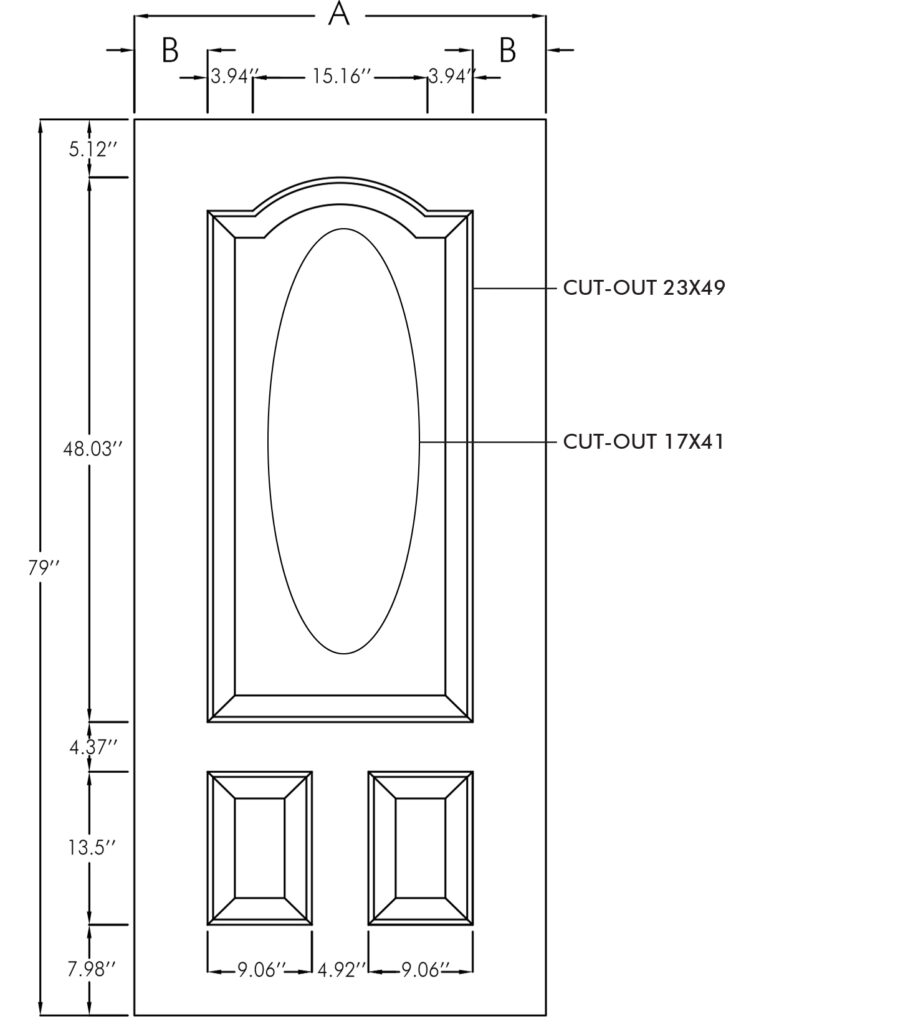 Mennie 6'8" Oak Grain 3 Panel Arched (WG-3PA)