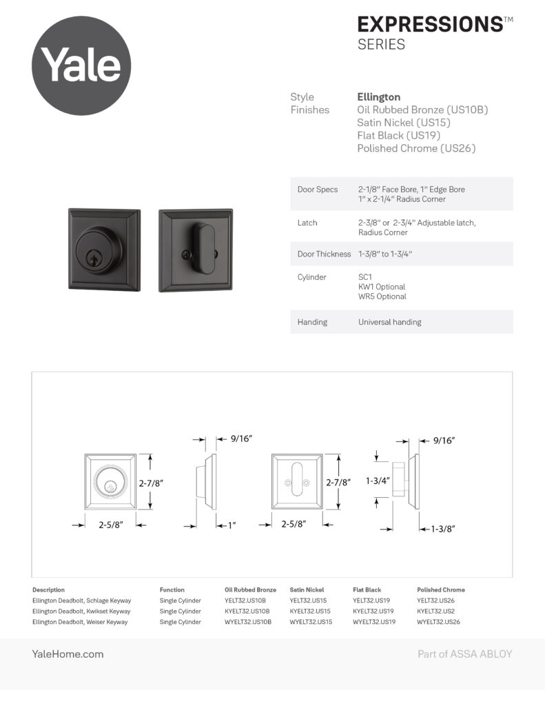 Yale Ellington Deadbolt