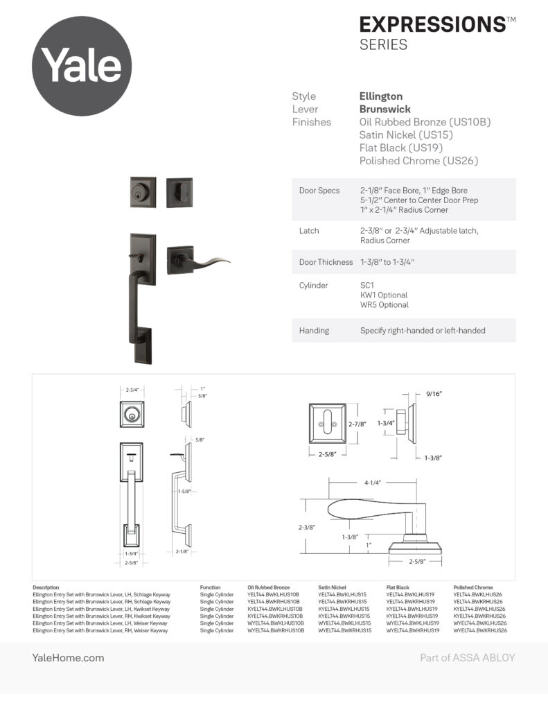Yale Ellington Entry Set Brunswick Lever