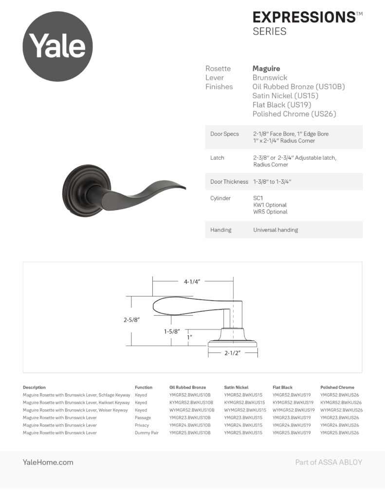 Yale Maguire Rosette Brunswick Lever