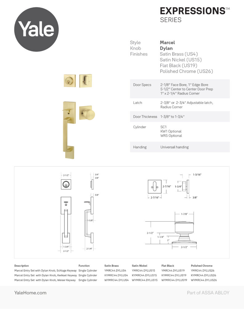 Yale Marcel Entry Set Dylan Knob