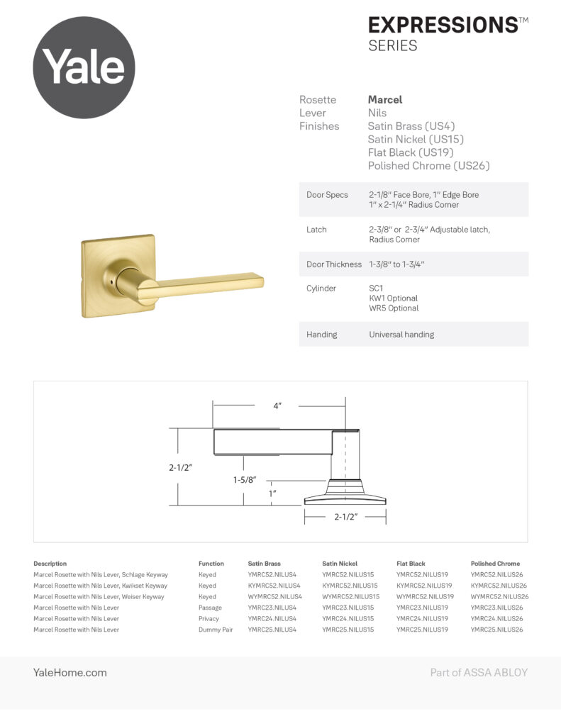 Yale Marcel Rosette Nils Lever