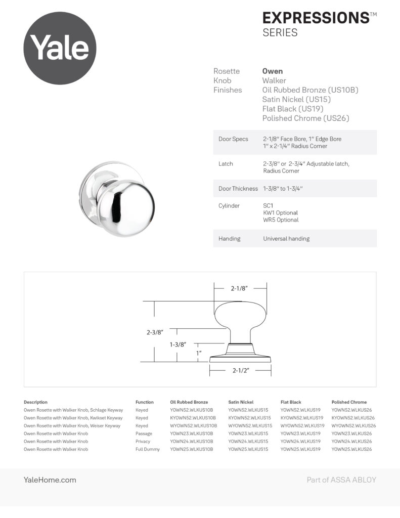 Yale Owen Rosette Walker Knob