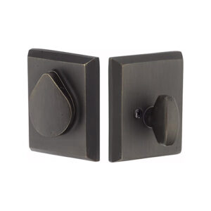 Emtek Rustic Modern Rectangular Sandcast Bronze Deadbolt With Flap