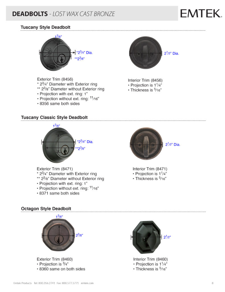 Emtek Tuscany Bronze Deadbolt