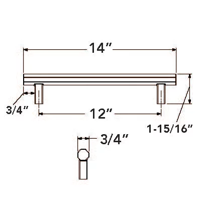Baldwin 4470 Octagonal Appliance Pull 12" CTC Cabinet Pull - Image 4