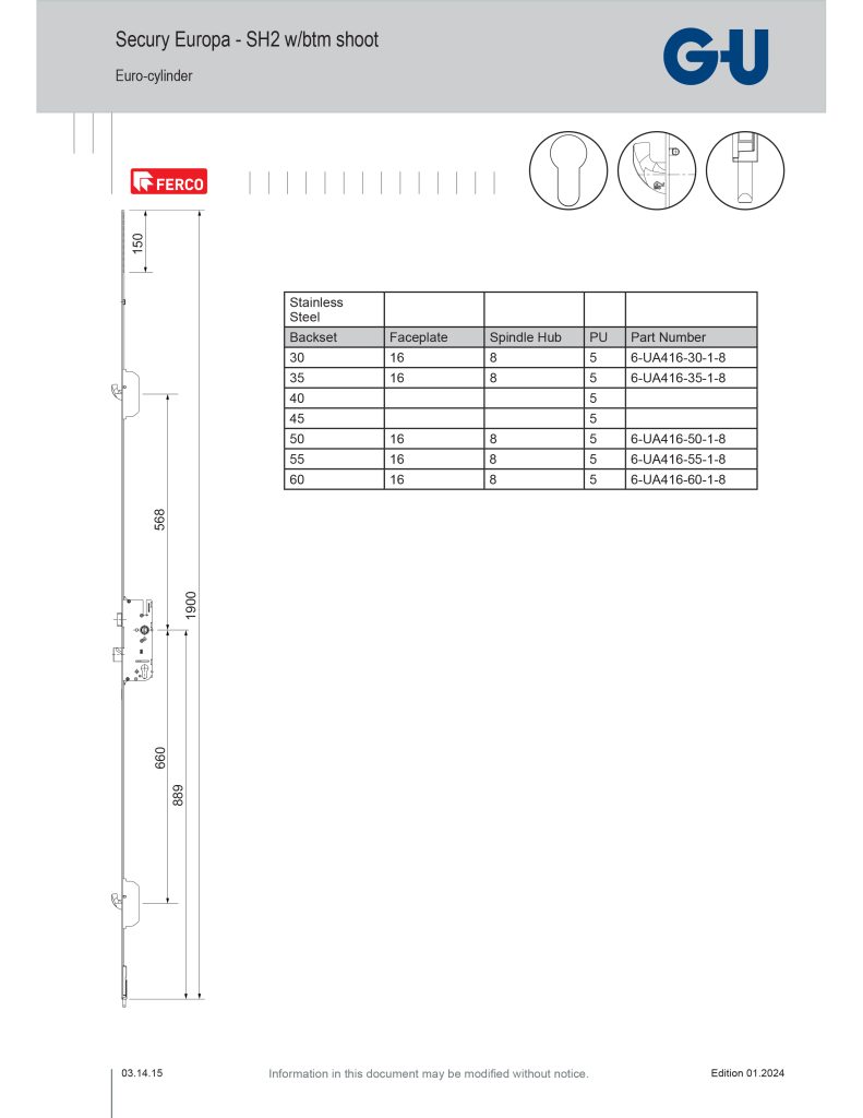 Ferco Secury Europa - SH2 wbtm shoot Euro cylinder