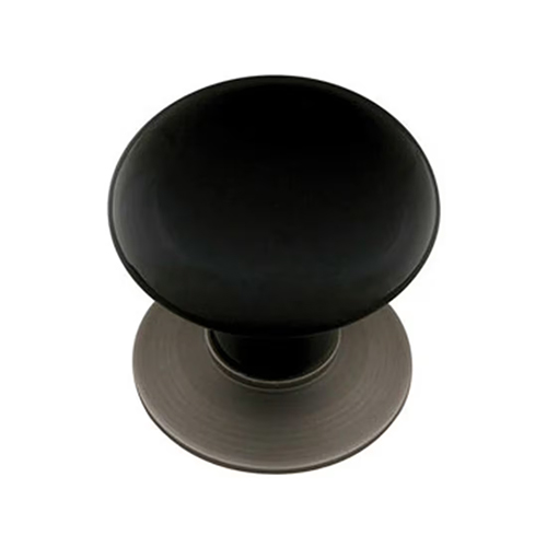Emtek Porcelain Ebony Cabinet Knob With Base