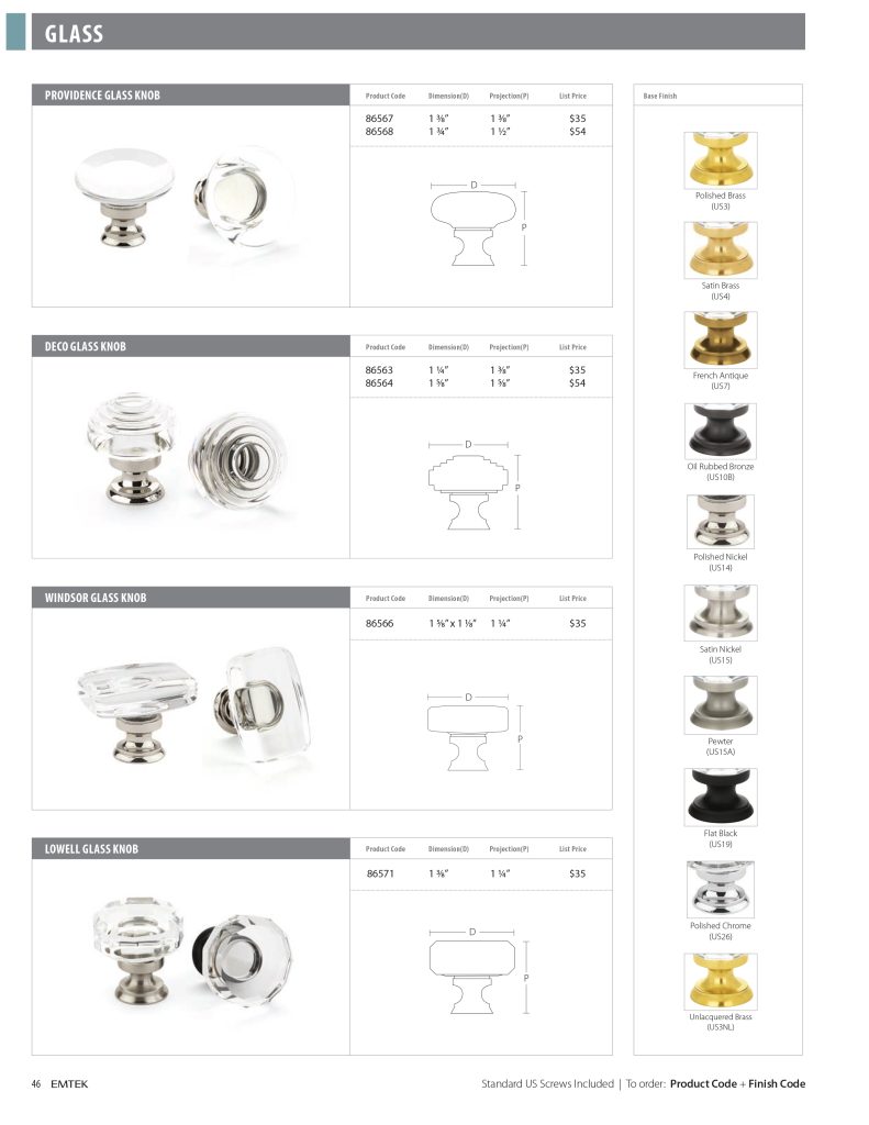 Emtek Providence Glass Cabinet Knob